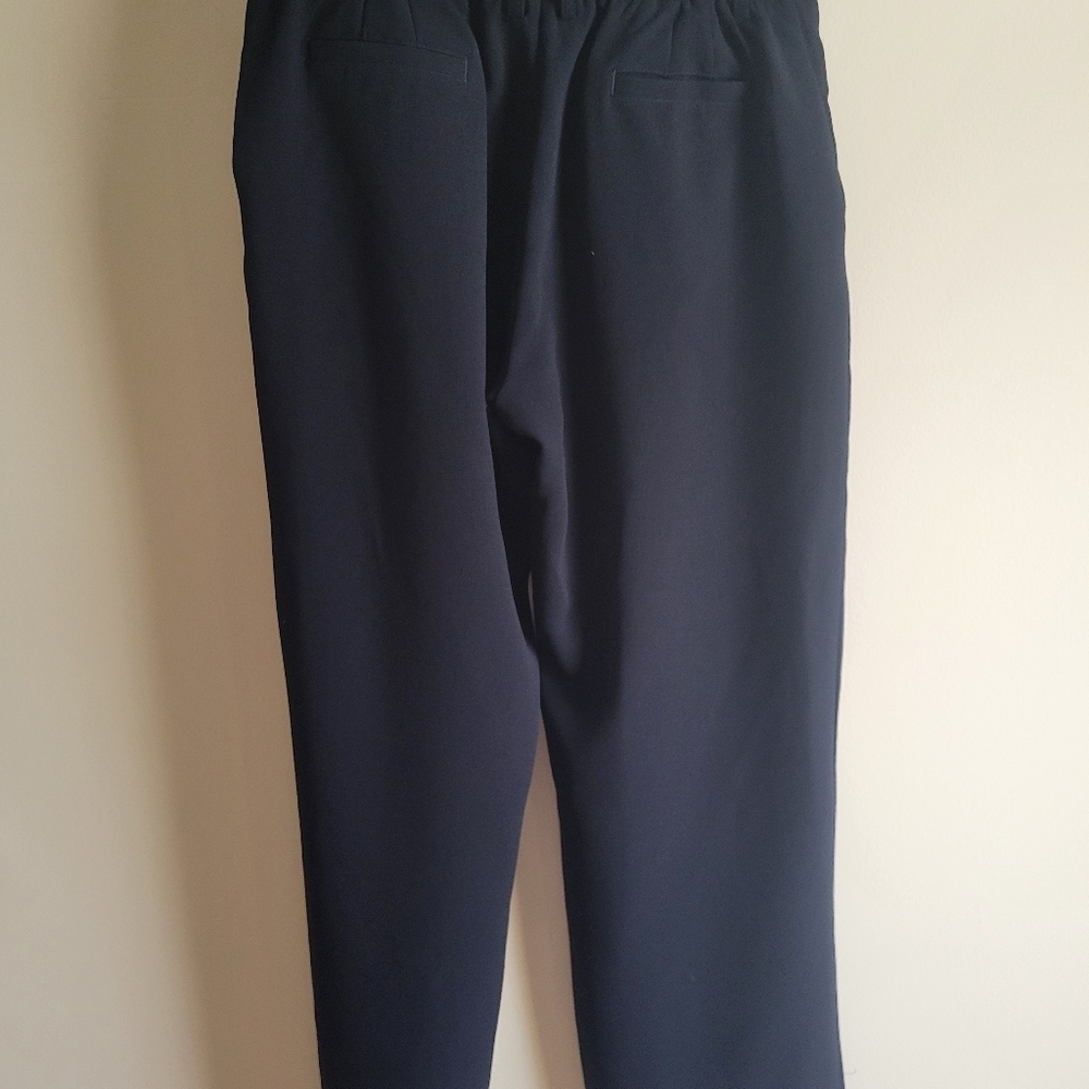 DKNY Black Pull-On Tapered Ankle Pants Elastic Waist Work Slacks - Picture 4 of 5